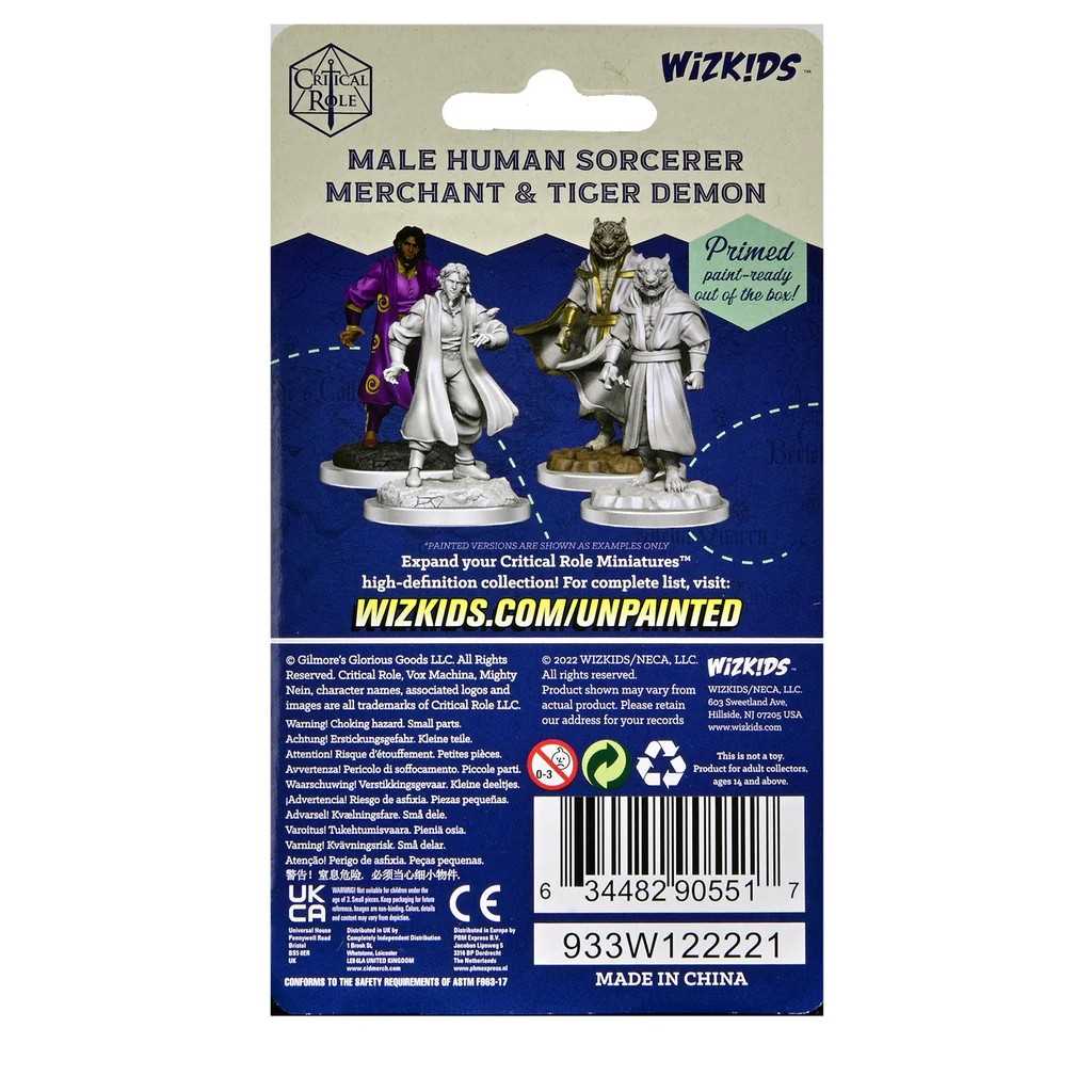 Male Human Sorcerer Merchant and Tiger Demon Critical Role Unpainted Miniatures W3 Miniature Game by Wiz Kids 2