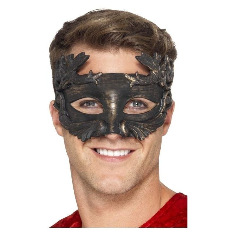 Warrior God Metallic Eyemask Adult Black Masquerade Accessory 1