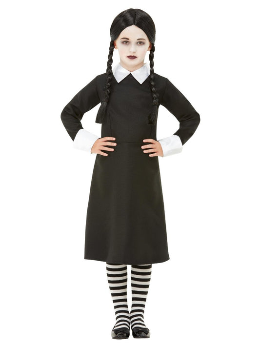 Wednesday Addams Gothic School Girl Costume Child Black Dress 2