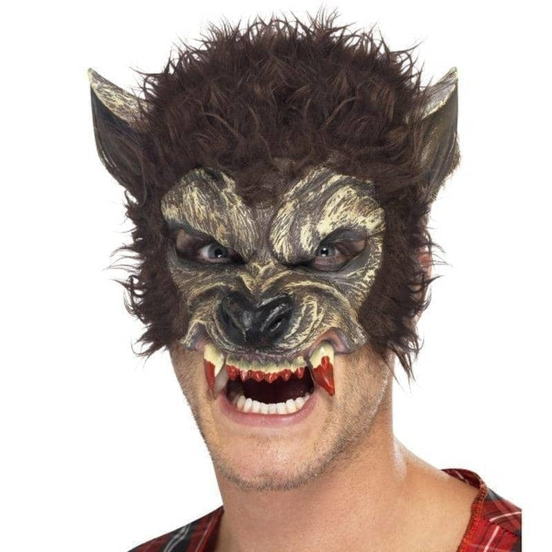 Werewolf Half Face Mask Adult Brown_1