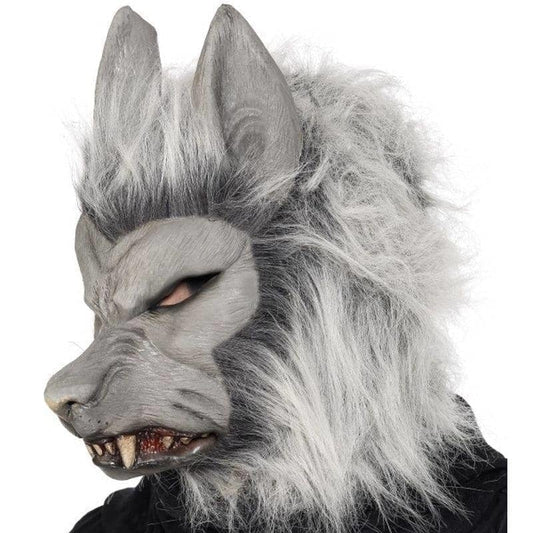 Werewolf Mask Adult Grey Latex Full Overhead with Fur Horror Costume Accessory 2