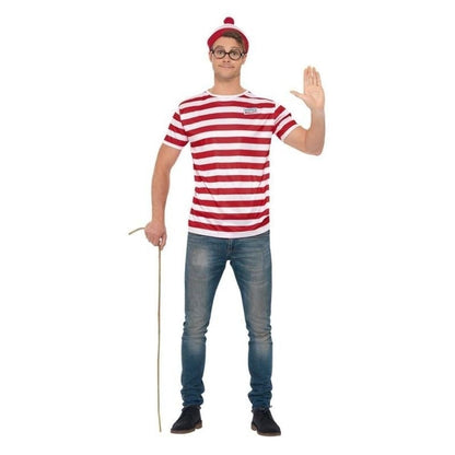 Wheres Wally Kit Adult Red White T-Shirt Hat Glasses 2
