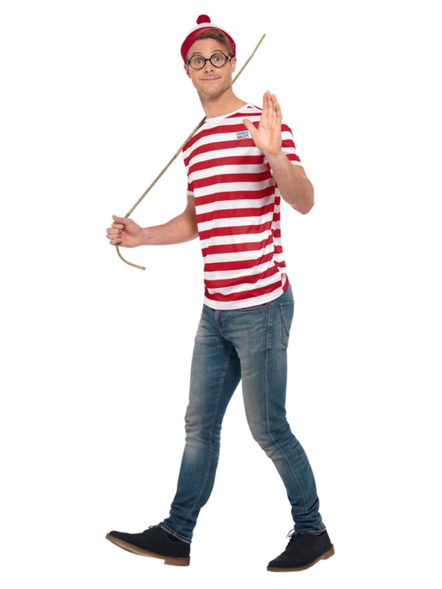 Wheres Wally Kit Adult Red White T-Shirt Hat Glasses 3