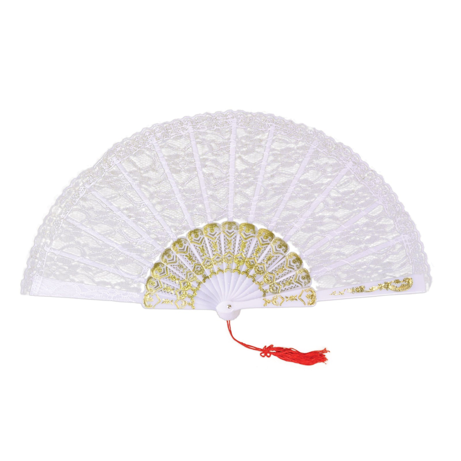 White Lace Fan Flamenco Dance Costume Accessory 1