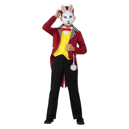 White Rabbit Costume Kids Red Jacket Mask 2