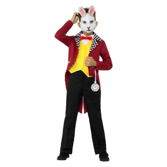 White Rabbit Costume Kids Red Jacket Mask 2