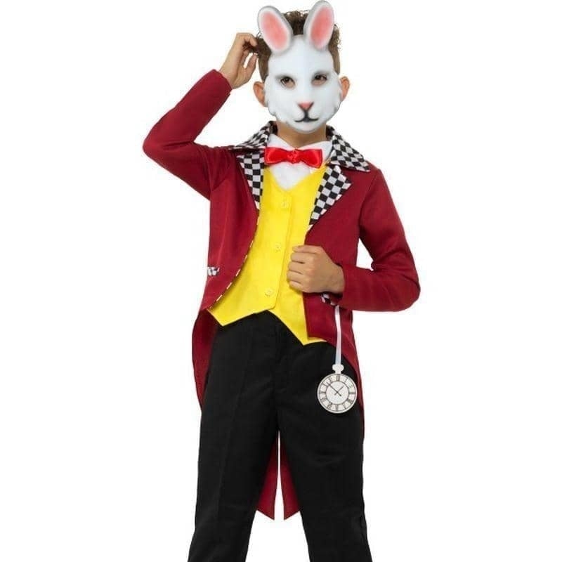 White Rabbit Costume Kids Red Jacket Mask 1