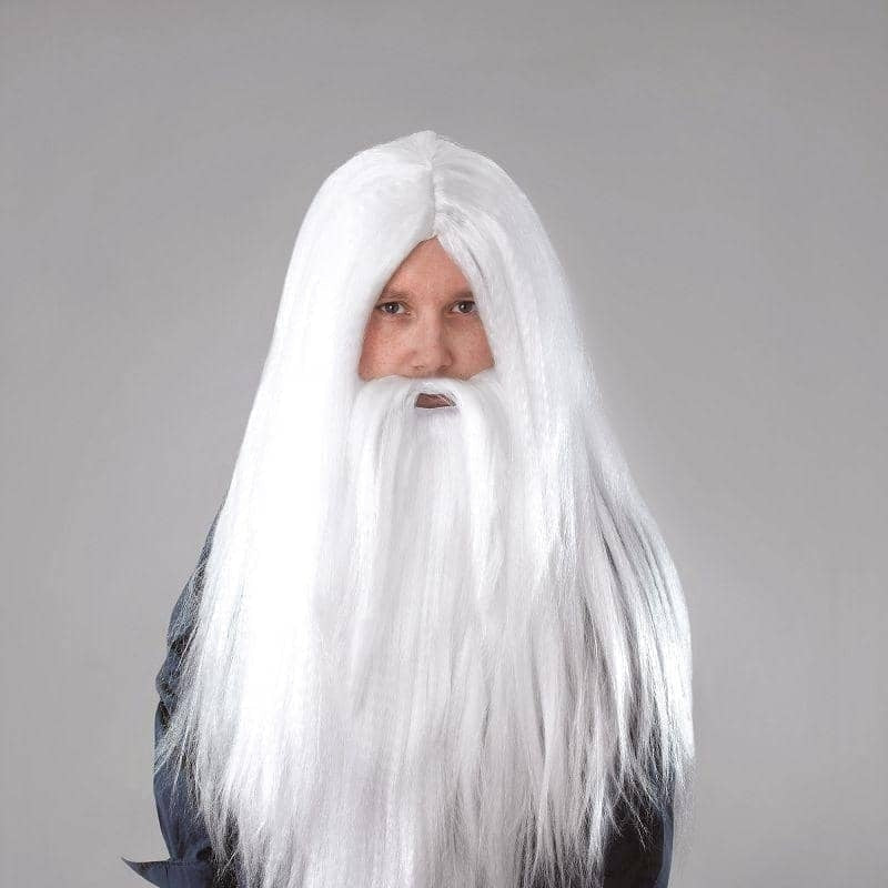 White Wizard Wig and Long Beard Gandalf Hair 3