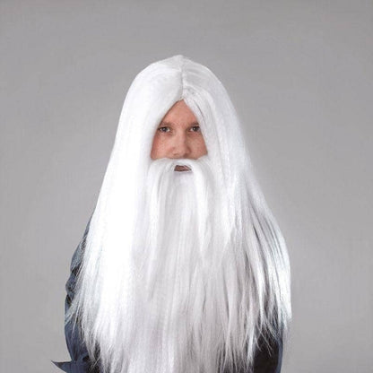White Wizard Wig and Long Beard Gandalf Hair 3