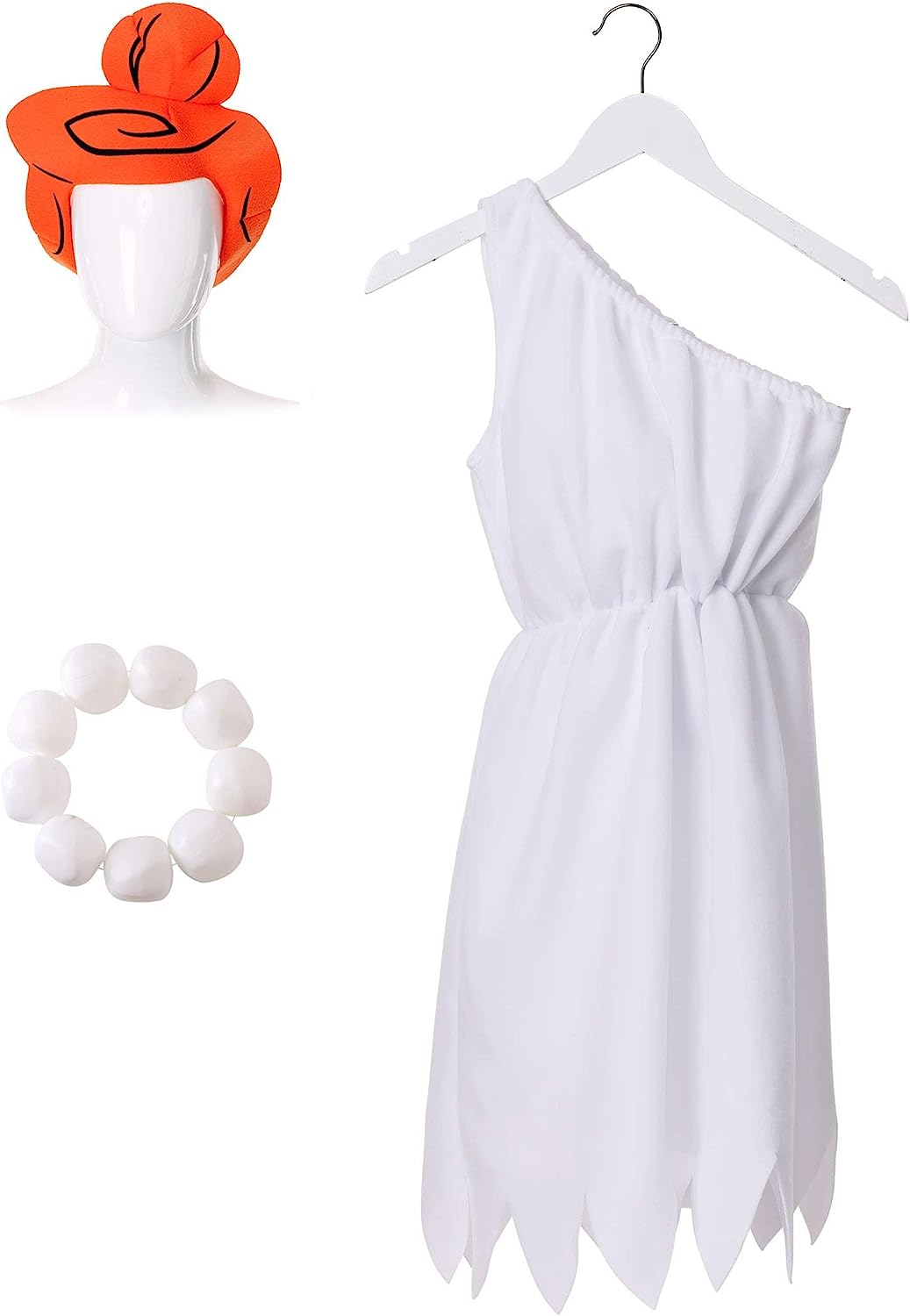 Wilma Flintstone Adult Costume Classic Cartoon White Dress 4