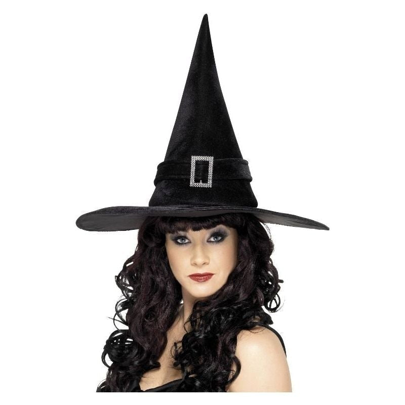 Size Chart Witch Hat With Diamante Buckle Adult Black