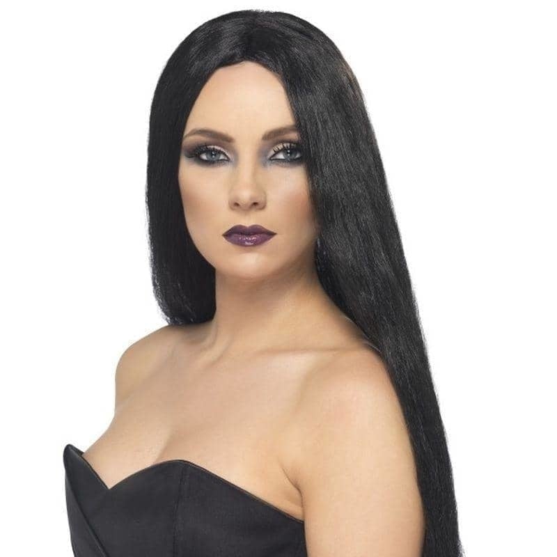 Witch Wig Black 61cm Long Centre Parting Adult Costume Accessory 2