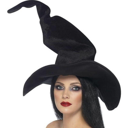 Witches Hat Tall Twisty Luxury Black Velour 1