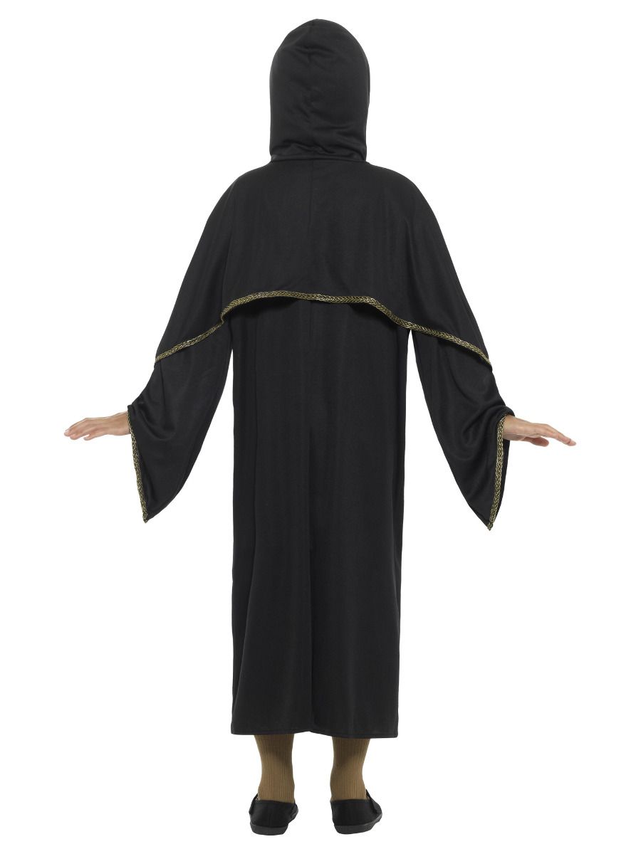 Wizard Cloak Unisex Kids Black 3/4 Length Hooded Robe with Magical Detailing 3