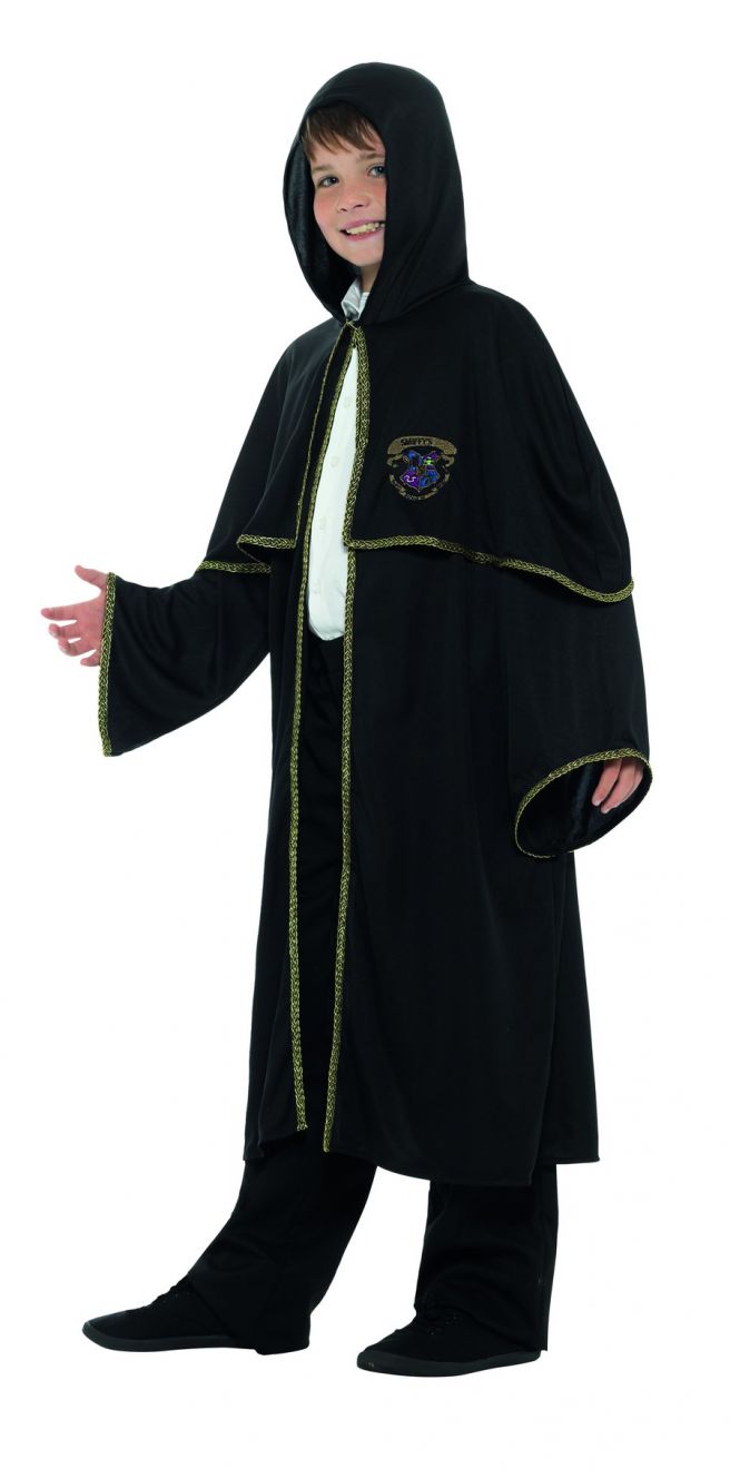 Wizard Cloak Unisex Kids Black 3/4 Length Hooded Robe with Magical Detailing 5