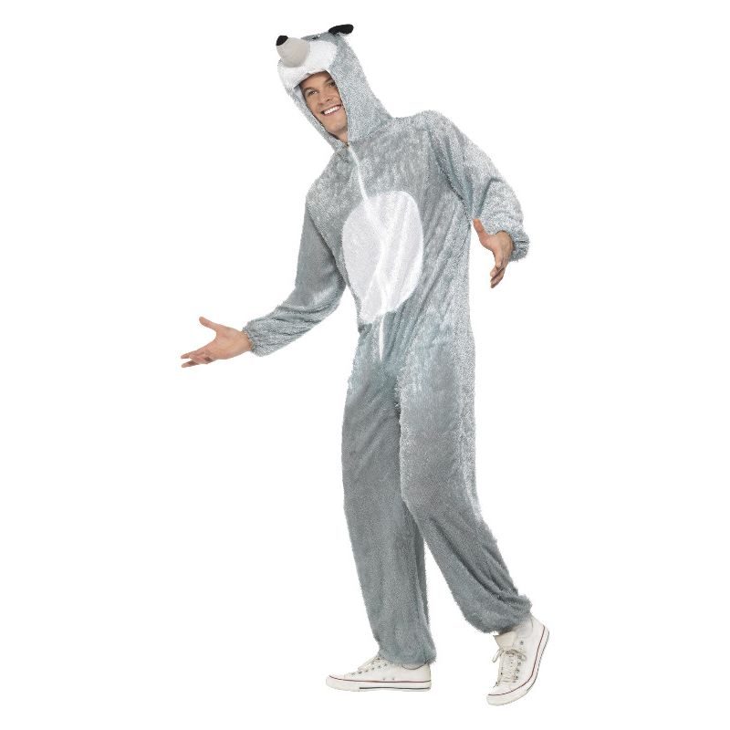 Wolf Costume Grey Jumpsuit with Hood Mens 3