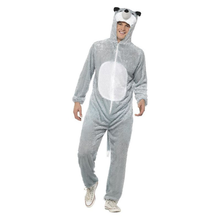 Wolf Costume Grey Jumpsuit with Hood Mens_1