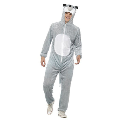 Wolf Costume Grey Jumpsuit with Hood Mens 1