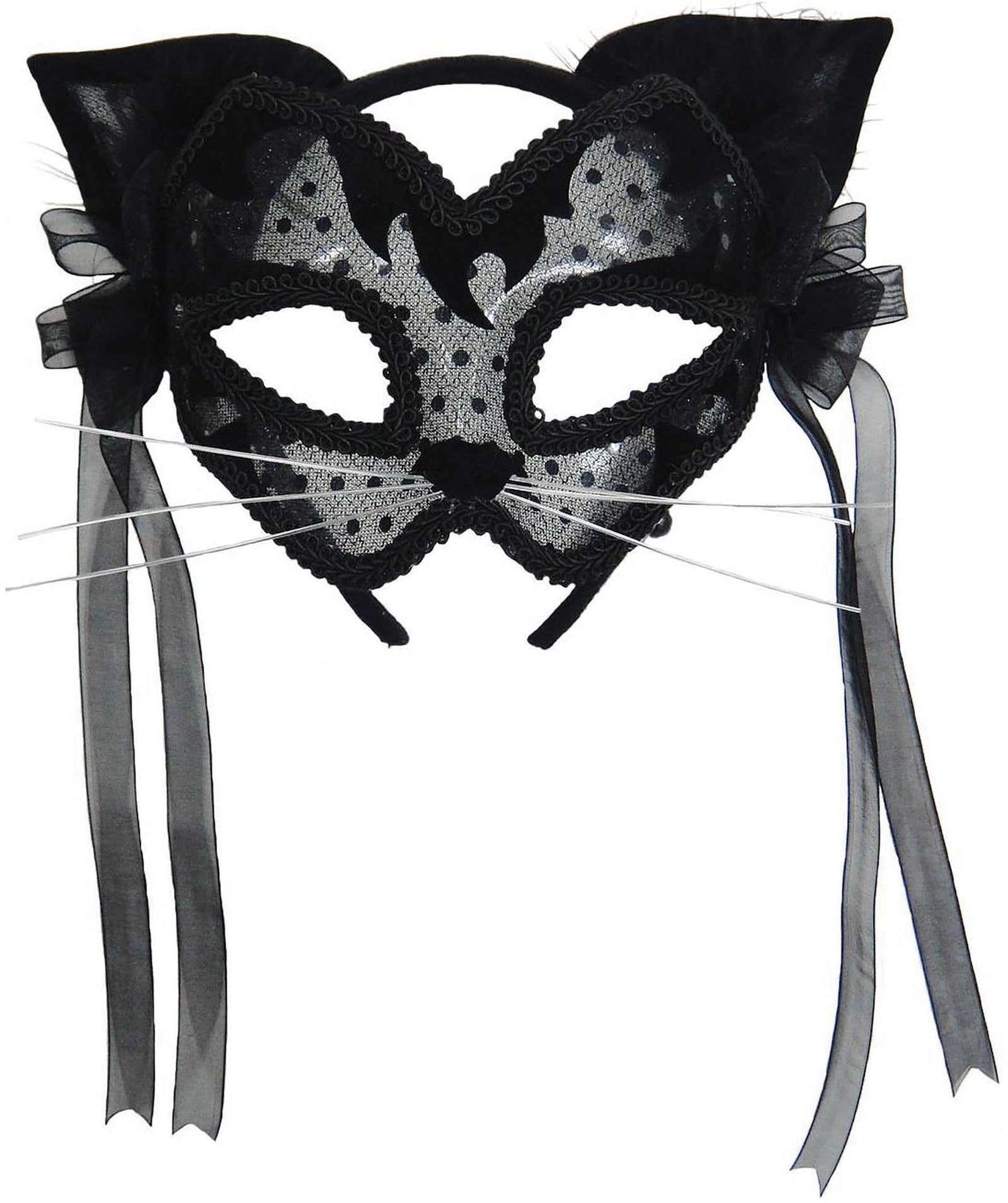 Womens Black Cat Ears Transparent Mask On Hband Eye Masks Female Halloween Costume 1