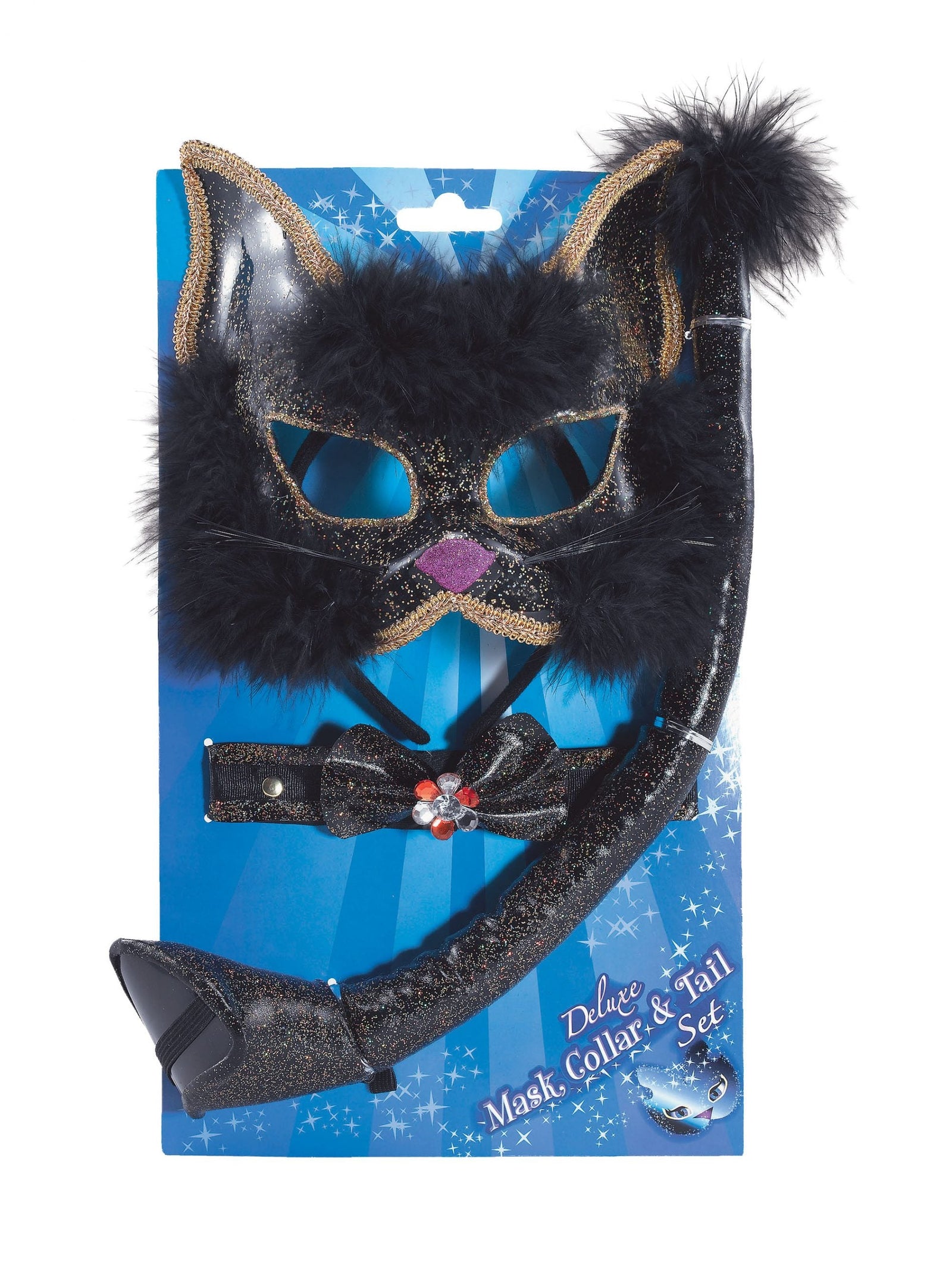 Womens Black Glitter Cat Set Instant Disguise Female Halloween Costume 1