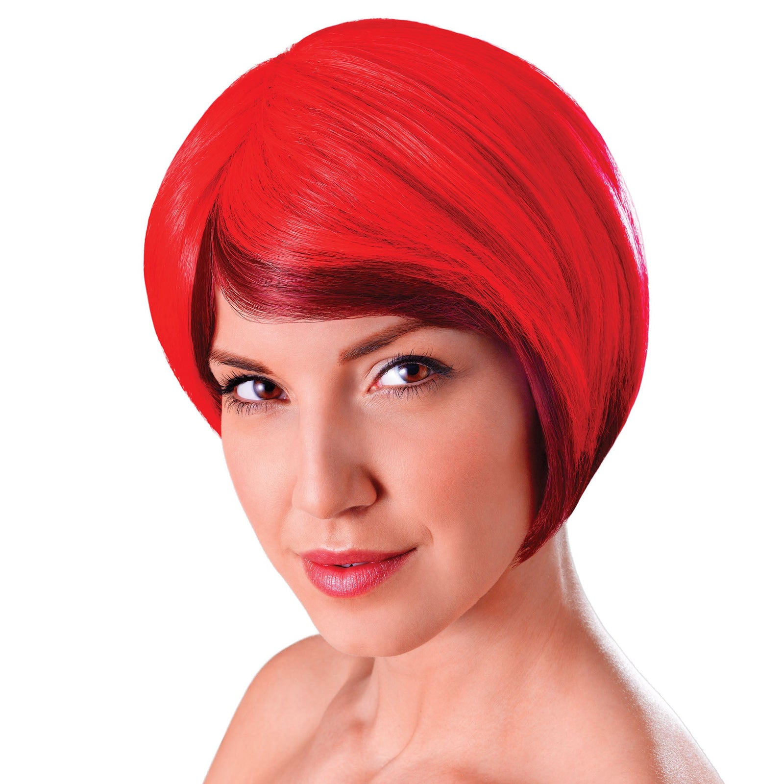 Womens Blended Bob Wig Red Black Hair 1