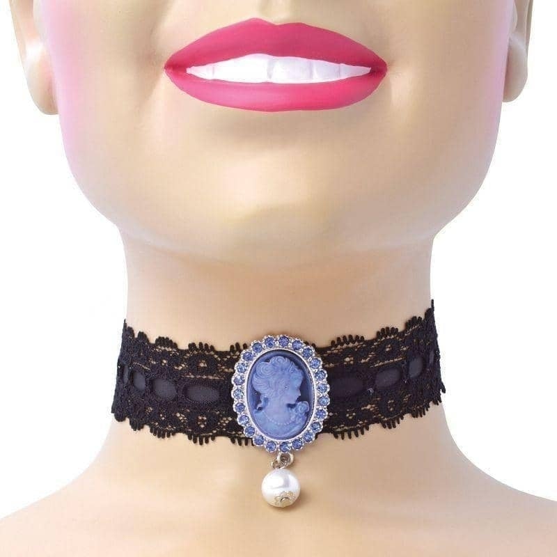 Womens Cameo Pearl Choker Costume Accesories Female Halloween 1