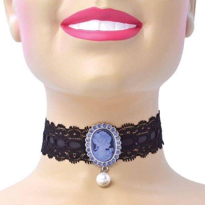 Womens Cameo Pearl Choker Costume Accesories Female Halloween_1