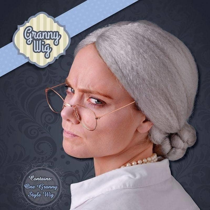 Womens Charlies Aunt Granny Wig Grey Wigs Female Halloween Costume 2
