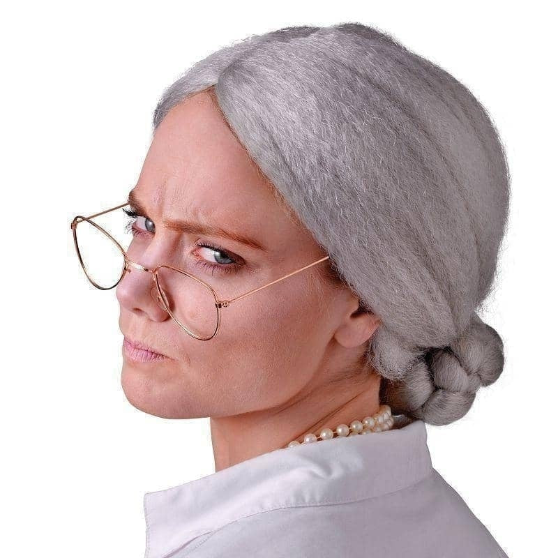 Womens Charlies Aunt Granny Wig Grey Wigs Female Halloween Costume 1