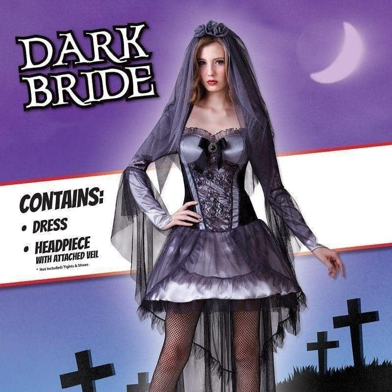 Womens Dark Bride Adult Costume Female Uk Size 10 14 Halloween_2 