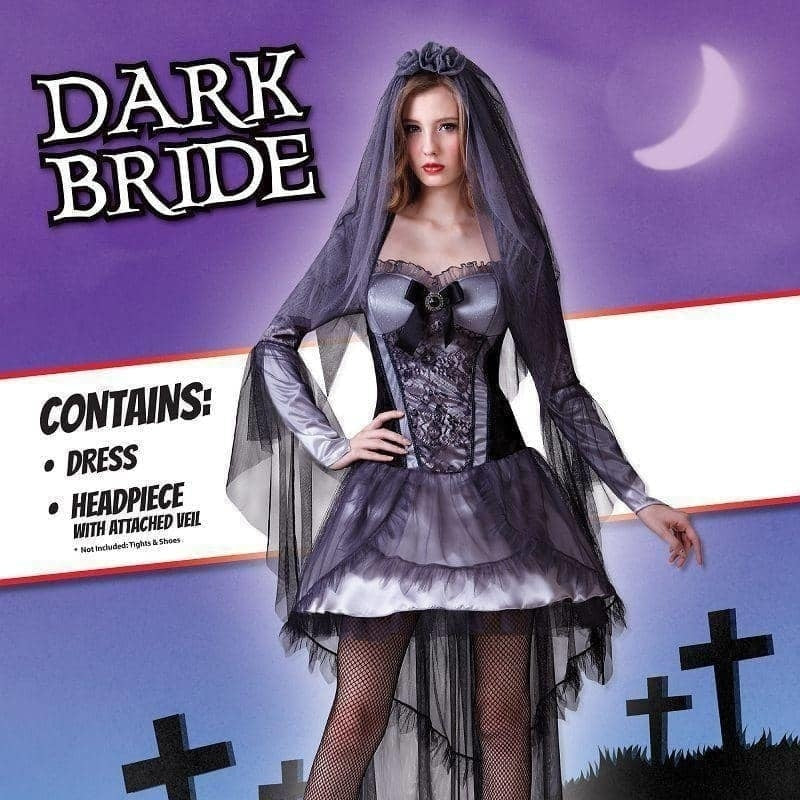 Womens Dark Bride Adult Costume Female Uk Size 10 14 Halloween 2