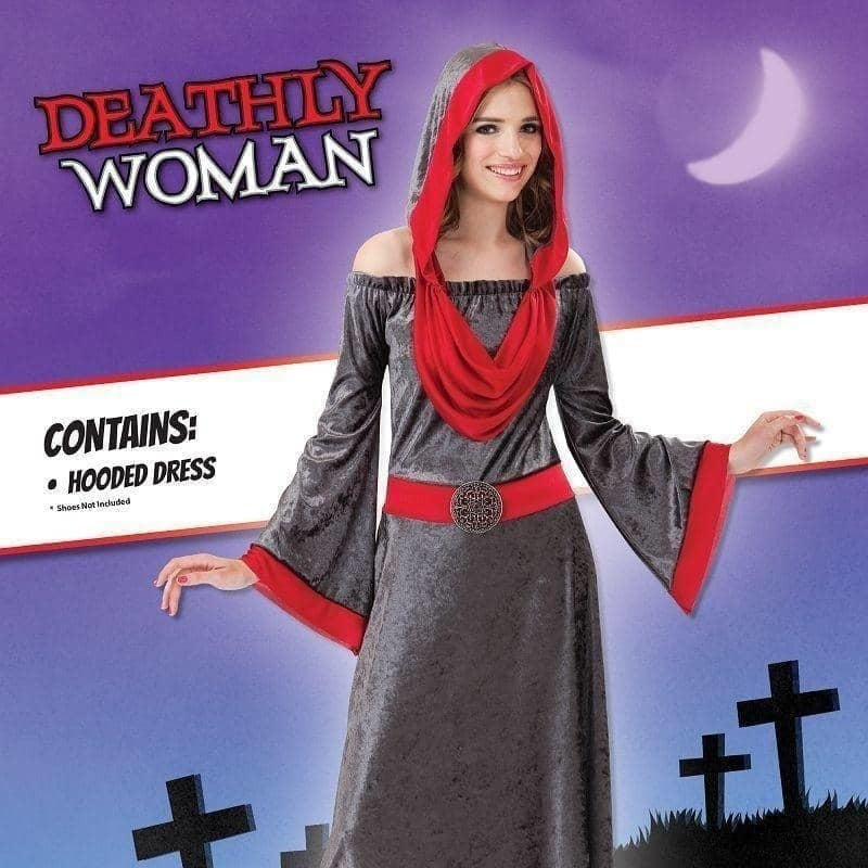Size Chart Womens Deathly Woman Adult Costume Female Uk Size 10 14 Halloween
