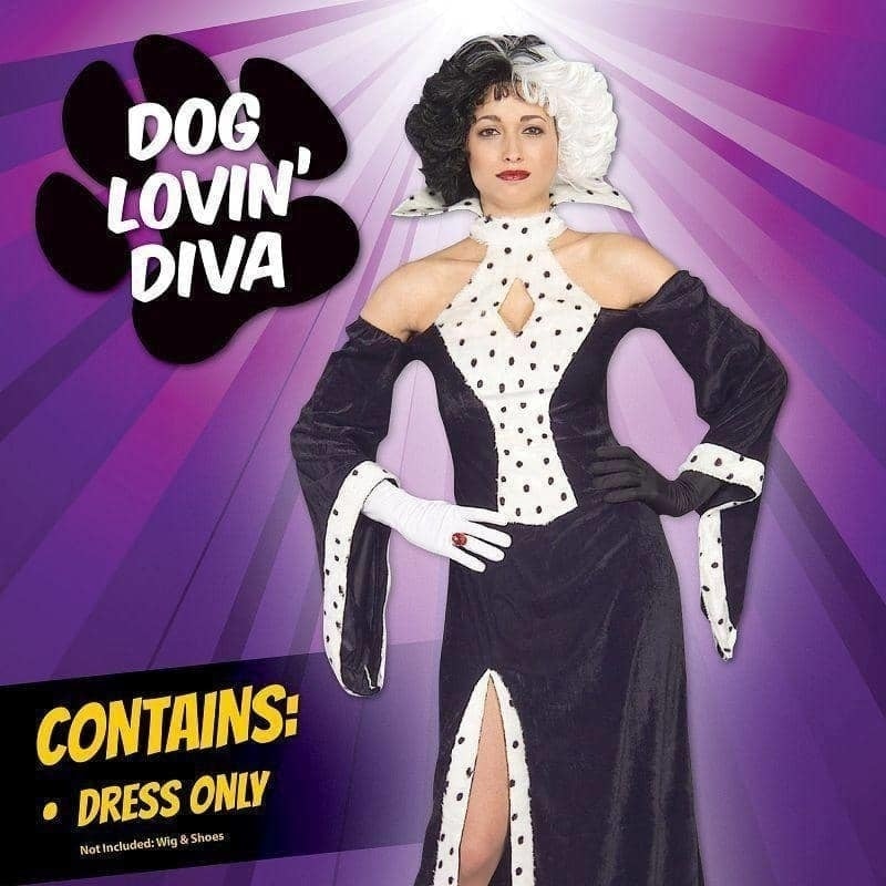 Womens Dog Lovin Diva Cruella Adult Costume Female Halloween 2