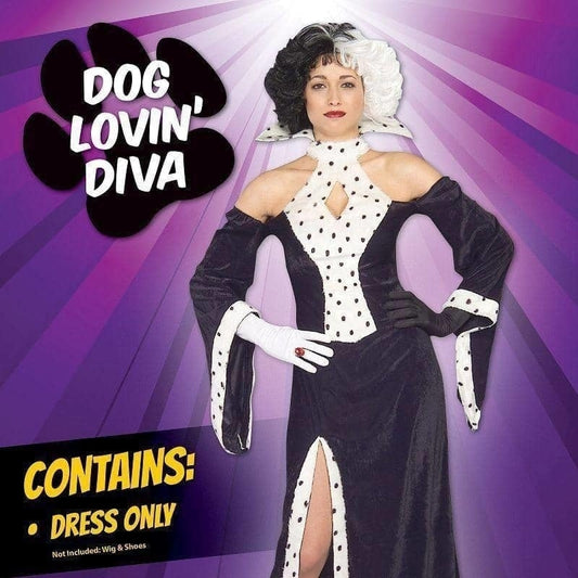 Womens Dog Lovin Diva Cruella Adult Costume Female Halloween 2