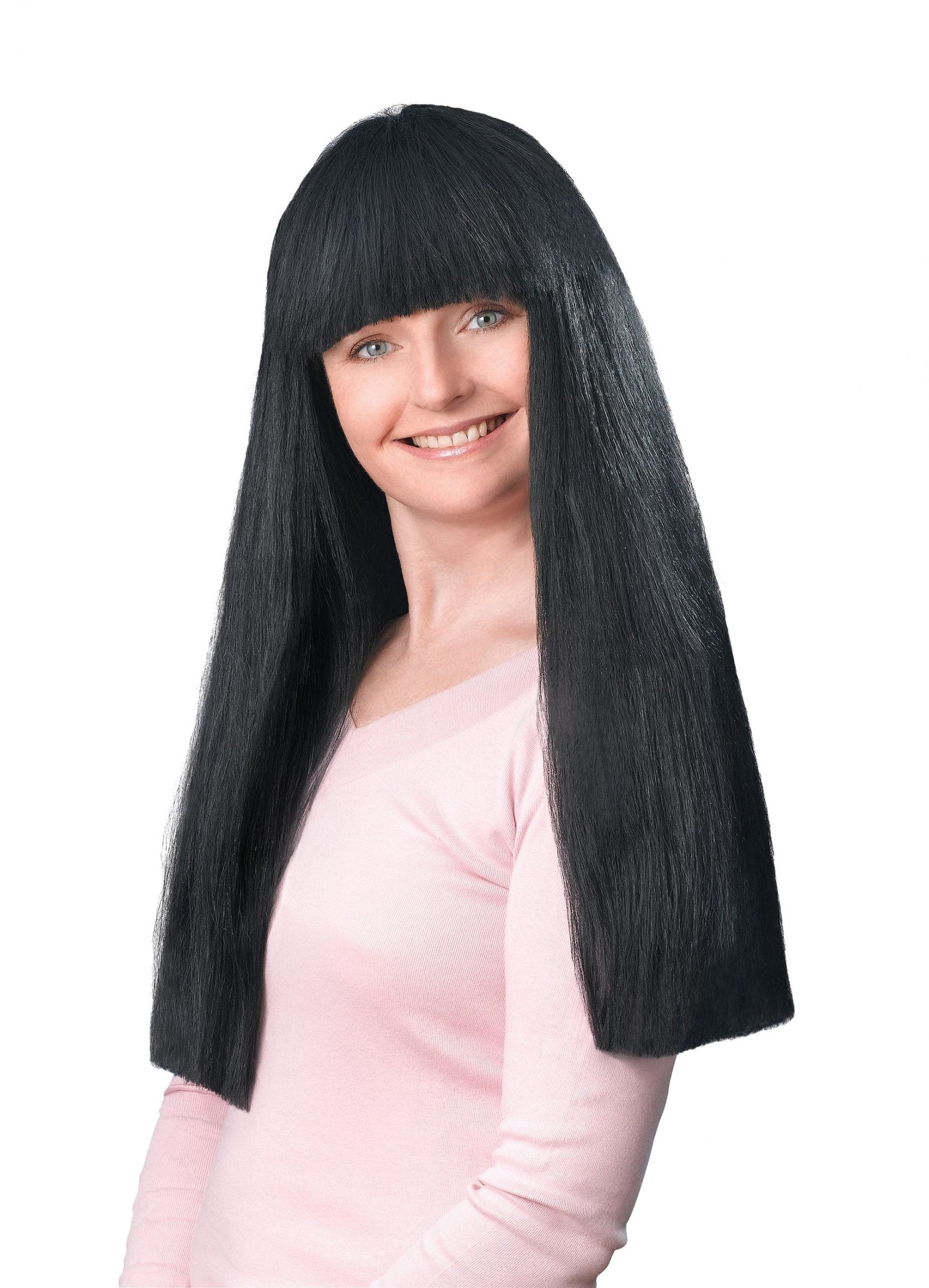 Womens Fringe 24" Black Budget Wig Wigs Female Halloween Costume 1