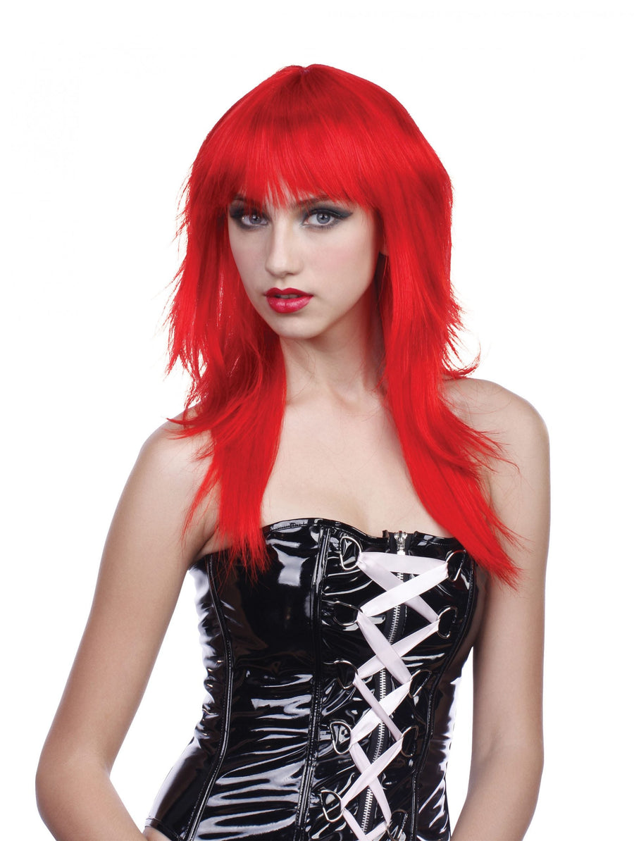 Womens Fringe Layered Wig Red Wigs Female Halloween Costume_1