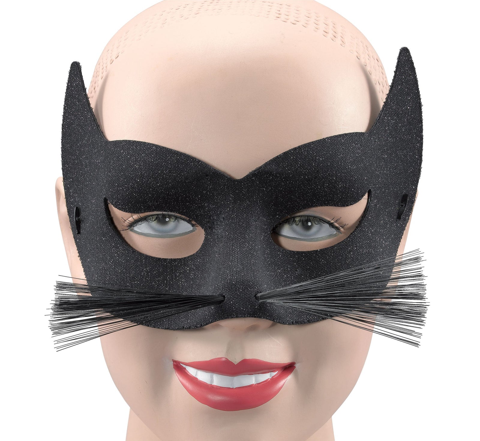 Womens Glitter Cat + Whiskers Eye Mask Masks Female Halloween Costume 1
