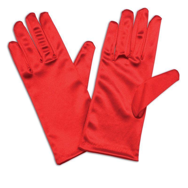 Womens Gloves Satin 9" Red Costume Accessories Female_1