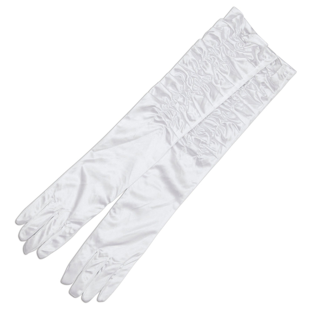 Womens Gloves White Satin Theatrical Costume Accessories Female Halloween_1 BA846