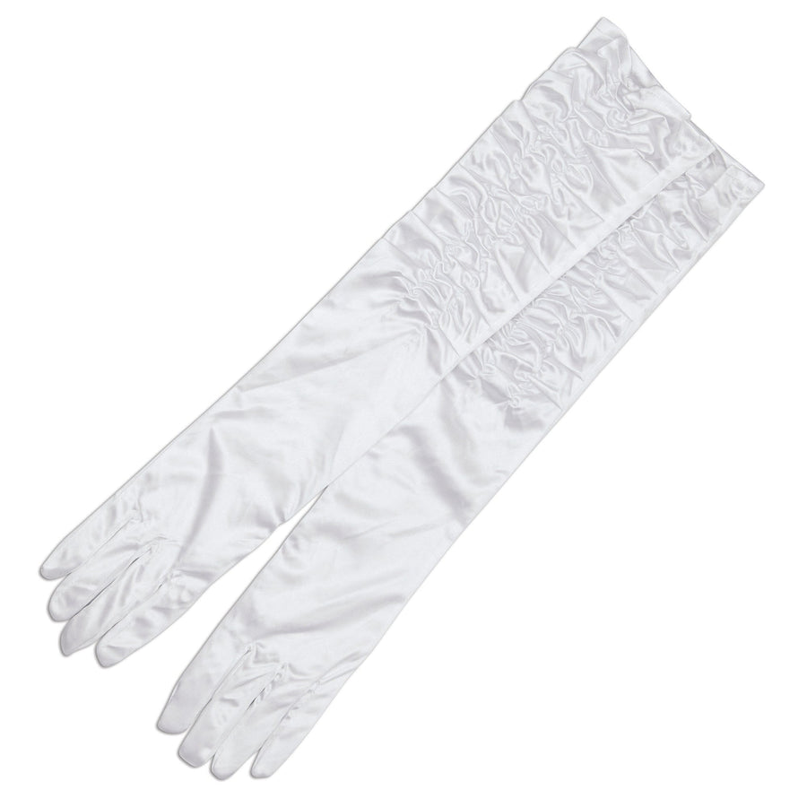 Womens Gloves White Satin Theatrical Costume Accessories Female Halloween_1