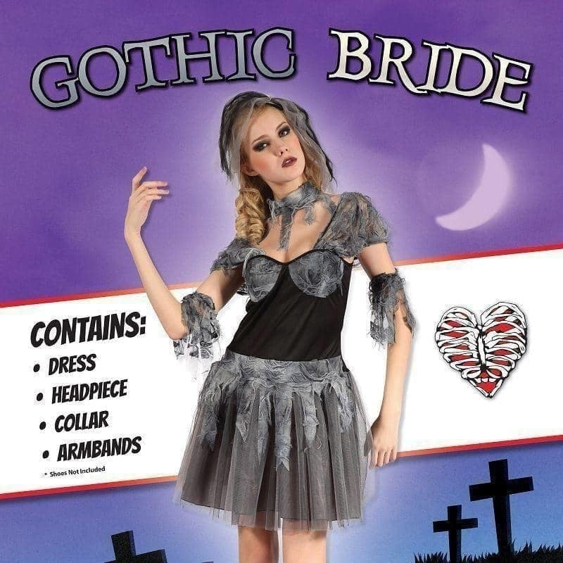 Womens Gothic Bride Adult Costume Female Uk Size 10 14 Halloween 2