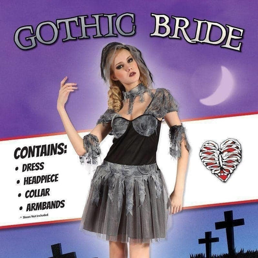 Womens Gothic Bride Adult Costume Female Uk Size 10 14 Halloween 2