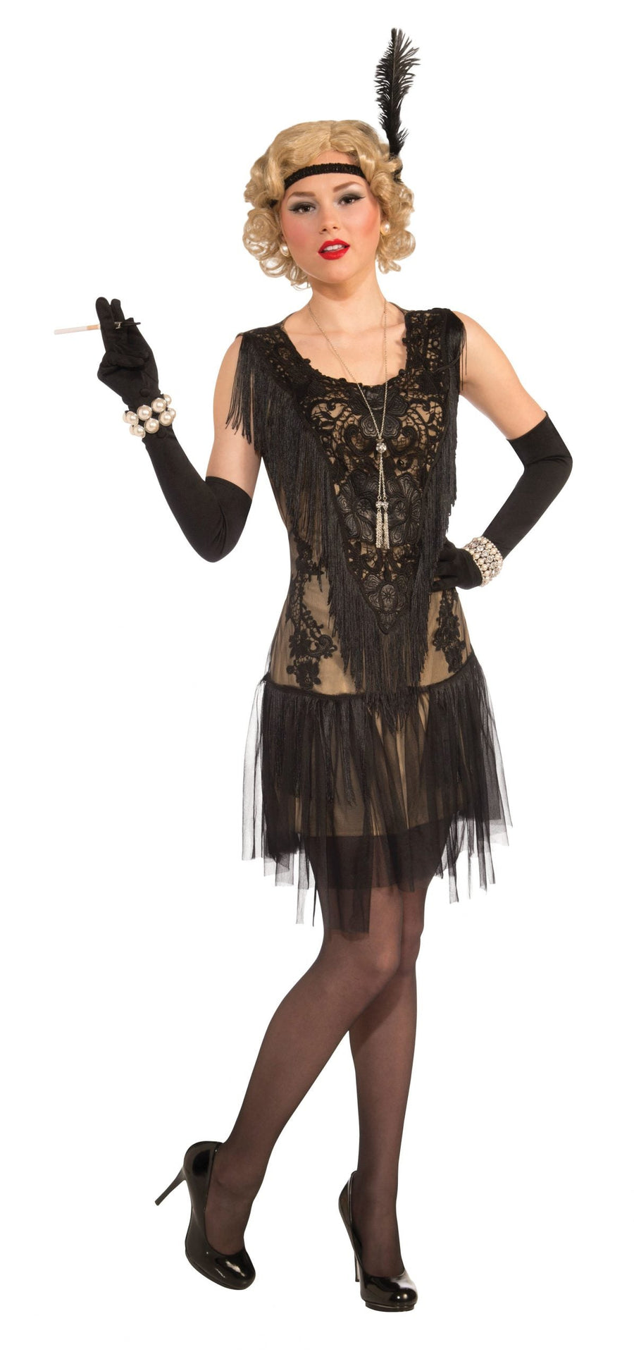 Womens Lacey Lindy Deluxe Flapper Dress Adult Costume Female Halloween_1