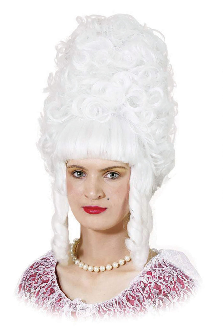 Womens Lady Pompadour White Wigs Female Halloween Costume_1