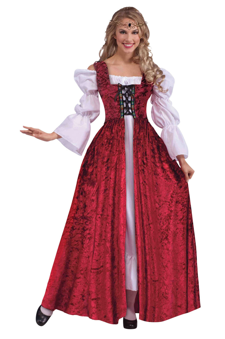 Womens Medieval Lace Up Gown Adult Costume Female Halloween_1