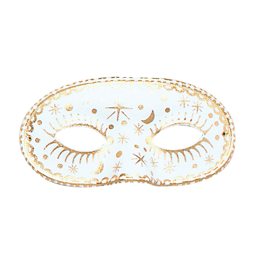 Womens Moon Star Domino White Eye Masks Female Halloween Costume_1