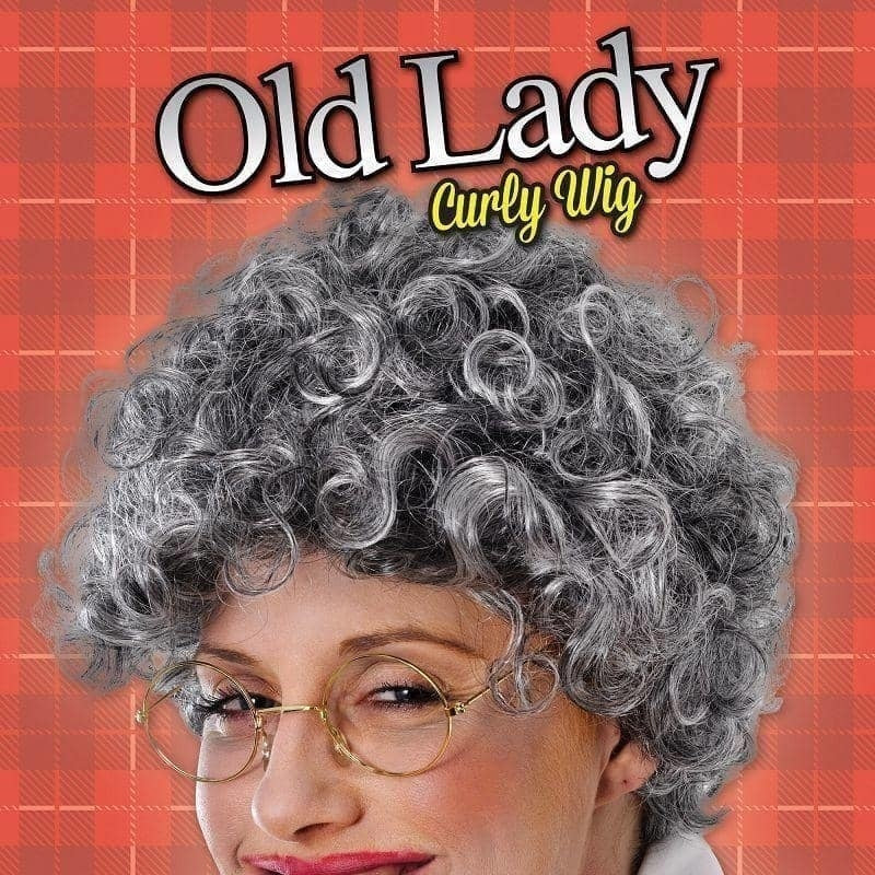 Womens Old Lady Curly Wigs Female Halloween Costume 2