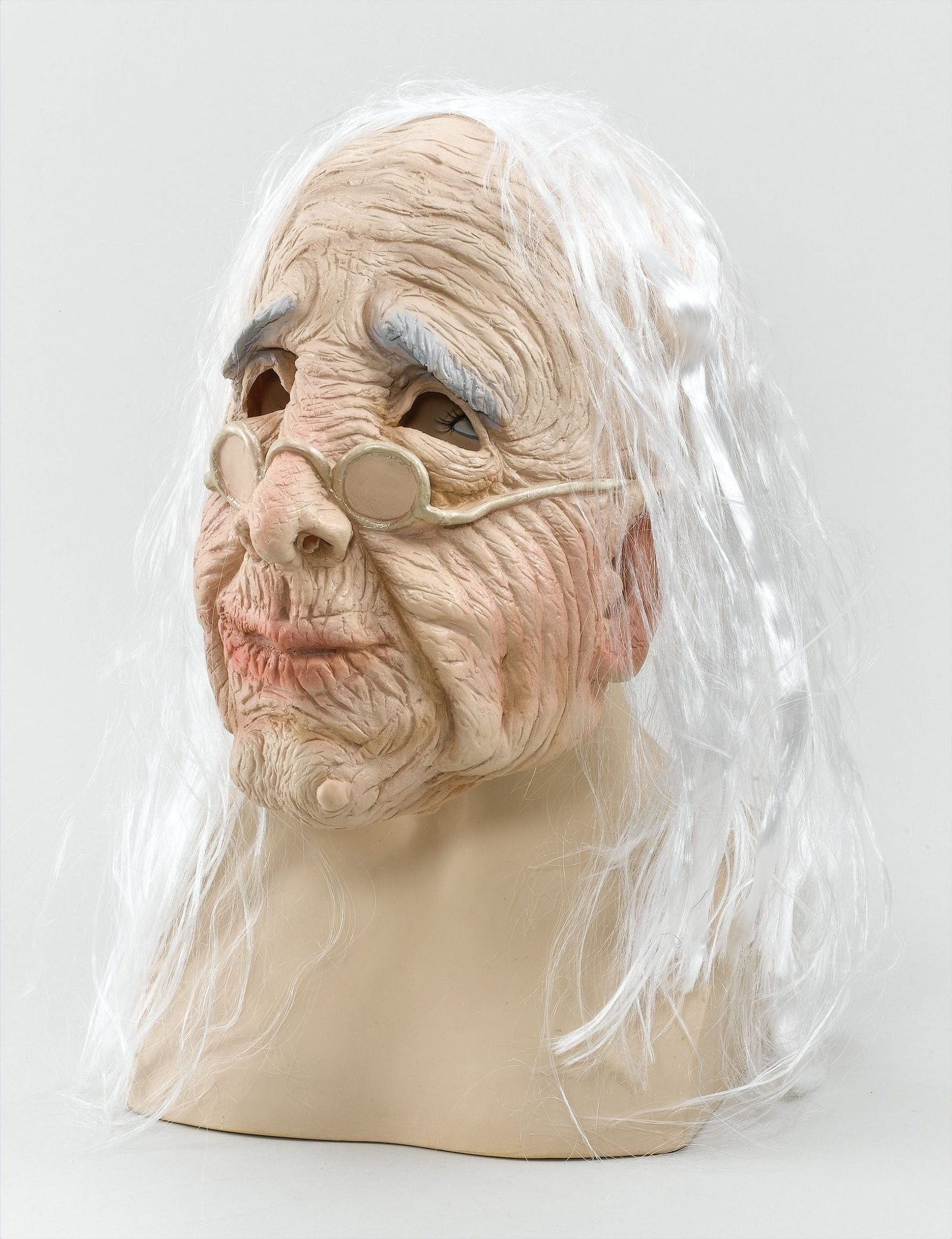 Womens Old Woman Mask & Hair Budget Rubber Masks Female Halloween Costume 1