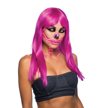 Womens Passion Long Neon Purple Wigs Female Halloween Costume 4