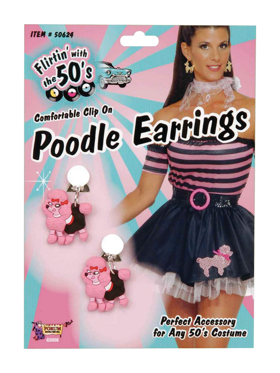 Womens Pink Poodle Earrings Costume Accessories Female Halloween_1
